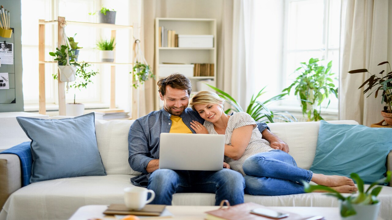 A couple spending time at home