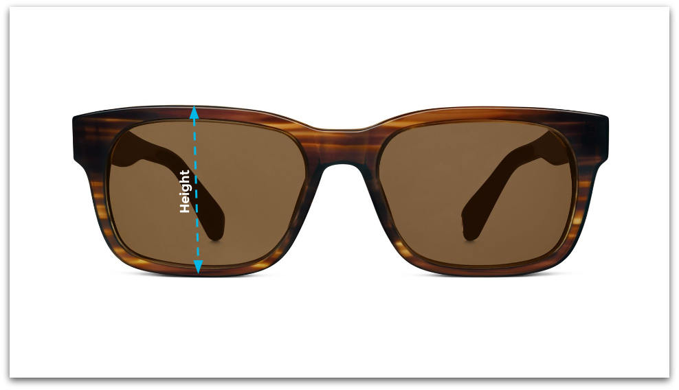 Sunglasses lens height