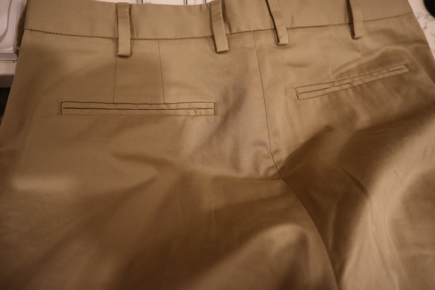 Asket Beige Slim Chino's Back Pockets