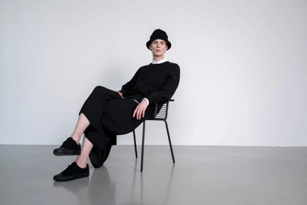 Man in Black Long Sleeves Sitting on the Chair