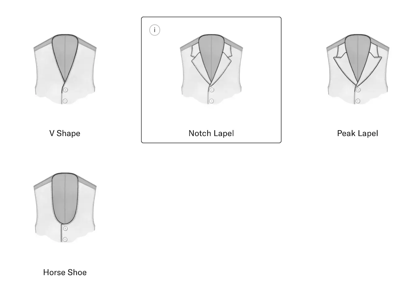 Waistcoat lapel options